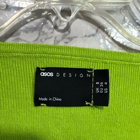 ASOS DESIGN sweater with cut out ruched back detail in lime green Size 4 - Picture 4 of 10